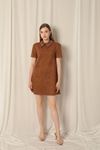 Suede Fabric Tan Dress