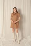 Suede Fabric Beige Dress