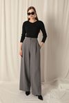 Atlas Fabric Palazzo Women's Gray Trousers