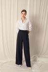 Atlas Fabric Palazzo Women's Blue Trousers