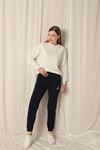 Embroidered Women's Navy Blue Tracksuit with Elastic Waistband