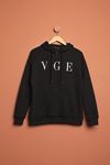 Embroidered Hooded Women's Black Sweat