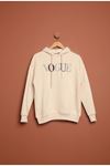 Women's Beige Hooded Sweater