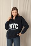 Üç İplik Nyc Nakışlı Kadın Lacivert Sweat 