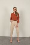 Atlas Fabric Women's Carrot Trousers-Beige