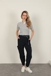 Belted Cargo Pants for Women-Navy Blue