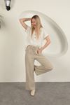 Wide Leg Women's Trousers-Stone