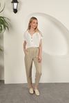 Double Leg Women's Trousers-Stone