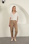 Double Leg Women's Trousers-Tan