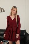 Chiffon Fabric Mini Dress-Burgundy