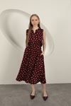 Viscose Fabric Heart Patterned Dress-Burgundy