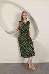 Viscose Fabric Heart Patterned Dress-Khaki