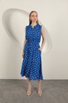 Viscose Fabric Heart Patterned Dress-Sax