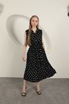 Viscose Fabric Heart Patterned Dress-Black