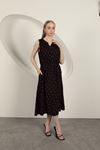 Viscose Fabric Heart Patterned Dress-Black/Red