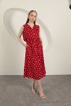 Viscose Fabric Heart Patterned Dress-Red