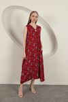 Viscose Fabric Floral Patterned Dress-Red