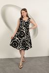 Viscose Fabric Patterned Dress-Black