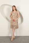 Viscose Patterned Dress-Beige