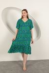 Viscose Fabric Patterned Dress-Green