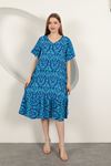 Viscose Fabric Patterned Dress-Sax