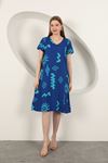 Viscose Fabric Ethnic Dress-Sax