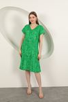 Viscose Fabric Leaf Patterned Dress-Green