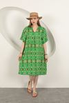 Viscose Ethnic Patterned Dress-Green