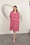 Viscose Ethnic Patterned Dress-Fuchsia