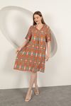 Viscose Ethnic Patterned Dress-Orange