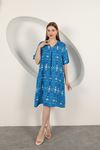 Viscose Ethnic Patterned Dress-Blue