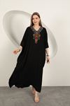 Viscose Embroidered Dress-Black