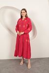 Viscose Fabric Crisp Embroidered Dress-Fuchsia