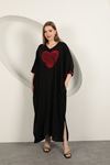 Viscose Heart Embroidered Dress-Black