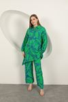 Viscose Patterned Women's Suit-Green