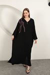 Viscose Leaf Embroidered Dress-Black