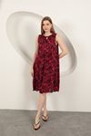 Viscose Fabric Leaf Patterned Dress-Fuchsia