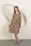 Viscose Fabric Palm Tree Pattern Dress-Coffee