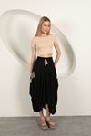 Viscose Fabric Embroidered Skirt-Black