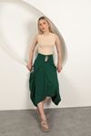 Viscose Fabric Embroidered Skirt-Green