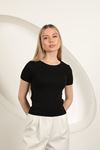 Viscose Fabric Basic T-Shirt-Black