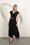 Buckle Detailed Dress-Black