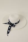 Straw Polka Dot Bow Women's Hat-White