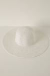 Women's Wide Straw Hat with Stones-White